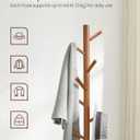 VASAGLE Solid Wood Coat Rack, Free Standing Tree-Shaped Coat Rack with 8 Hooks, 3 Height Options, for Clothes, Hats, Bags, Living Room, Bedroom, Home Office, Caramel Brown URCR04WN