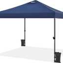Yaheetech 10x10 Pop up Canopy Tent, Commercial 150D Silver Coated Fabric Outdoor Instant Tent w/Wheeled Bag, 4 Sandbags, 8 Stakes & 4 Ropes for Parties, Camping, Beach, Navy Blue
