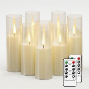 8Pcs Flameless Candles, Battery Operated Candles, LED Flickering Candles with Remote, Realistic Dancing Flame, Acrylic Design for Home Holiday Wedding, Party D2.2 (Ivory)