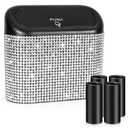 Accmor Bling Car Trash Can with Lid, Mini Auto Garbage Storage Bin with 60pcs Garbage Bags, Sparkling Crystal Trash Bags Holder Dustbin Vehicle Accessories Container Organizer (White Rhinestone)