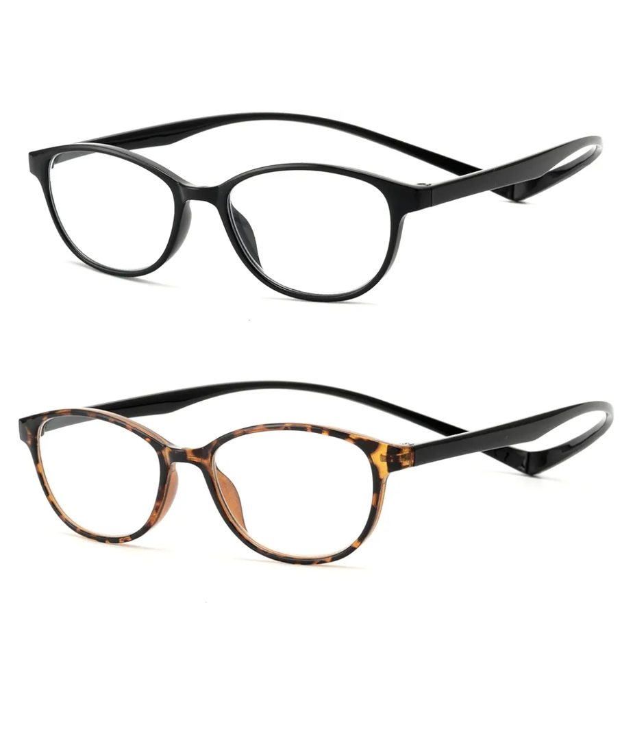 JM 2 Pack Magnetic Reading Glasses for Men Women, Hang Neck Blue Light Blocking Computer Readers Black & Tortoise +2.25