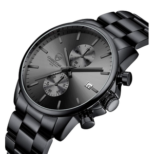 GOLDEN HOUR Fashion Business Mens Watches with Stainless Steel Waterproof Chronograph Quartz Watch for Men, Auto Date