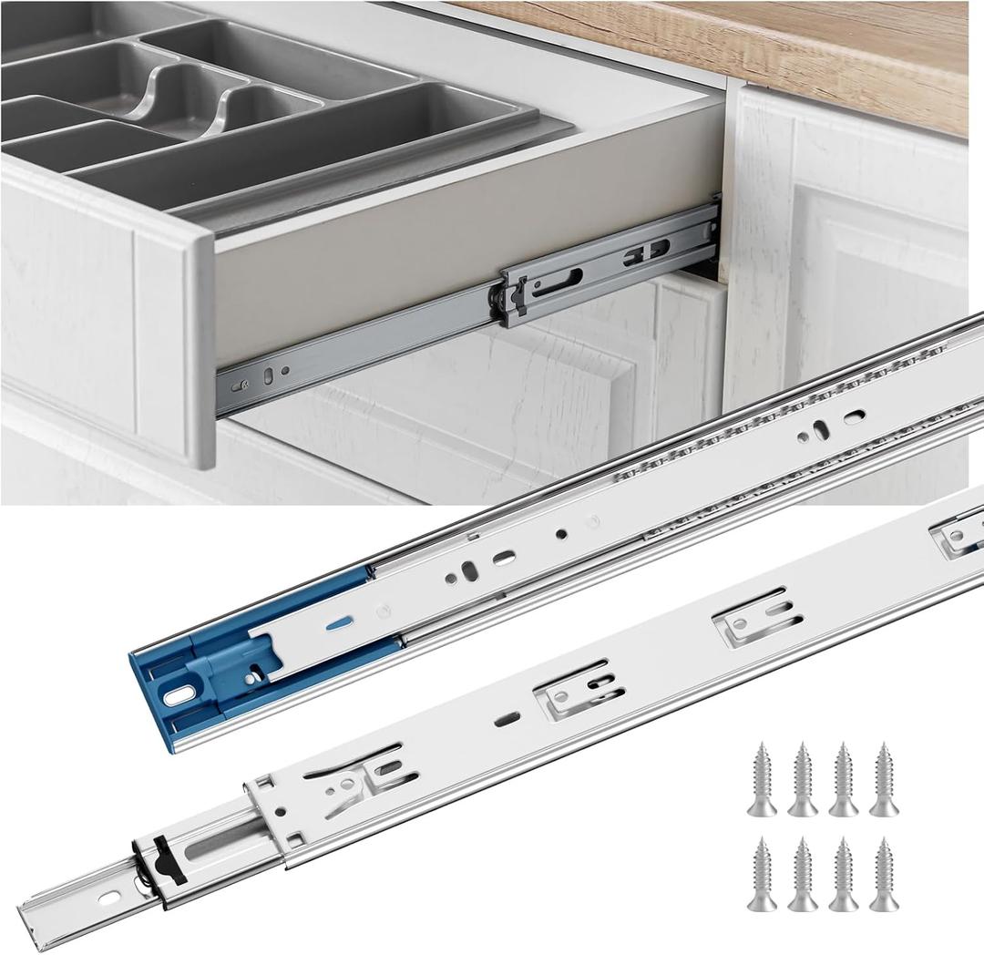 goldenwarm 10 Pair Soft Close Drawer Slides 22 Inch  Heavy Duty Full Extension Drawer Glides, Ball Bearing Side Mount Cabinet Rails, 100 LB Capacity Smooth Quiet Close for Kitchen Furniture Drawers