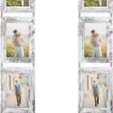 Lavezee 4x6 Hanging Collage Picture Frames Set of 2, 8 Opening Vertical Frame Made to Display 4 by 6 Inch Photo for Wall Decor, Distressed White