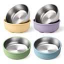 Mity rain 4-Pack Baby Bowls with Suction,Stainless Steel Toddler Bowl with Removable Silicone Shell, Non-Slip Unbreakable babies bowls with silicone suction & Kids Bowls for Baby Food Feeding