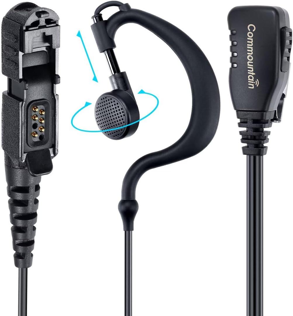 Commountain XPR 3500e XPR 3300e Earpiece with Mic Compatible for Motorola Radios XPR3300e XPR3500e XPR3300 XPR3500, G Shape Headset with PTT Microphone, Fit Left or Right Ear