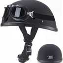 Youth Small Half Shell Helmet-Retro DOT Approved Half Face Motorcycle Helmet Cruiser with Goggles Beanie for Low Profile German Style Helmet Moped Scooter Bike Adult Men Women Helmet, A, XX-Large