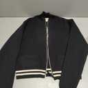 Matin Kim, Spell Point Stripe Wool Blended Knit Cardigan, Medium, Black