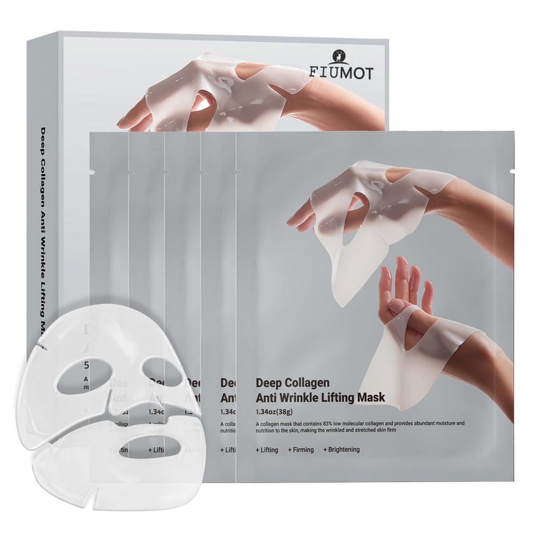 Rosemine Deep Collagen Anti-Wrinkle Lifting Overnight Mask Facial sheet masks with low molecular weight collagen for lifting, firming, and moisturizing 5 Packs Rosemine Deep Collagen Anti-Wrinkle Lifting Overnight Mask Facial sheet masks with low molecular weight collagen for lifting, firming, and moisturizing 5 Packs
