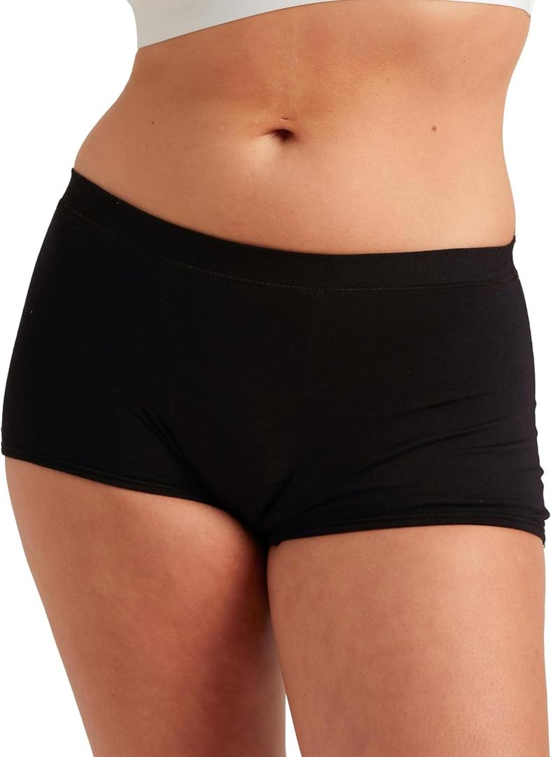 Saalt Comfort Modal Boy short Period Underwear - Heavy Absorbency - Comfortable, Thin, and Keeps You Dry from All Leaks (Small, Volcanic Black)