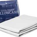 Beckham Hotel Collection Cooling Pillowcases for Hot Sleepers, King Size Set of 2, Cool Bedding, Envelope Closure, Silky Soft, Breathable, Moisture-Wicking, White