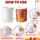 Thanksgiving Color Your Own Mugs for Kids-12Pcs Fall Bulk 8oz Personalized Coffee Mugs with 36Pcs Insert Paper Autumn Pumpkin Turkey DIY Plastic Cups for Thanksgiving Harvest Holiday Party Supplies