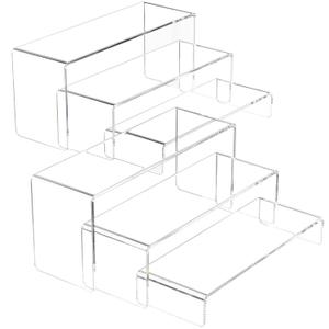 NIUBEE Acrylic Display Riser, 6 Pcs 9" Large Acrylic Risers, 2 Set Clear Rectangular Stands for Candy Dessert Cupcakes, Collectibles Display Stands Shelf for Display for Funko POP Figures