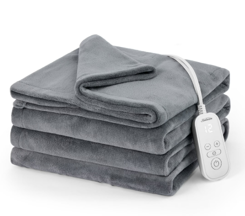 Sunbeam Microplush Heated Blanket 62x84 Inches, Twin, Gray