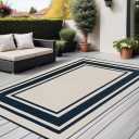 RURALITY Outdoor Rugs 8x10 Waterproof for Patios Clearance,Plastic Straw Mats for Backyard,Porch,Deck,Balcony,Reversible,Black and Beige