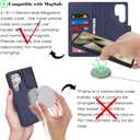 for Samsung Galaxy S24 Ultra Case with Detachable Magnetic Wallet - 2-in-1 Flip Folio Stand Cover, Card Holder & Wireless Charging Compatible - Blue