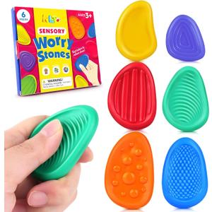 Fidget Toys Sensory Stone for Kids: 6 Pack Textured Soft Worry Stone for Autism Kids Calming - Fidget Stress Toys for Students Anxiety Relief - Small Prizes Fidget Toys