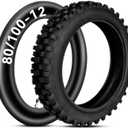 HIAORS 3.00-12 80/100-12 Dirt Bike Rear Tire and Inner Tube Compatible with 90cc 110cc 125cc XR70 CRF70 PW80 TTR90 TTR110 KX65 SSR125 Taotao DB14 Coolster QG214 Tuttio Off Road Motocross Motorcycle