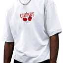 Men's Graphic Tees Cherry Print Short Sleeve Crew Neck T Shirt Loose Summer Tops Trendy, L