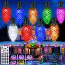 iBaycon RGB C9 Christmas Lights, 129FT Color Changing String Lights Remote Control Waterproof Outdoor, C9 String Light for Xmas Tree House Eaves Roof Christmas Holiday Decor (Non-Connectable)