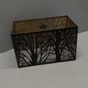 Metal Large Rectangular Lampshade For Table Lamp Floor Lamps,8"14"9" Black Outside Gold Inside Replacement Forest Rectangle Lamp Shade Spider Fitter