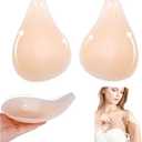 Secfanya Sticky Bra Silicone Adhesive Bra for Women Invisible Bras for Backless Strapless Dress Nippless Covers Push Up Bra Size Large