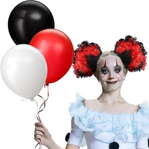 Jutom 5 Pieces Halloween Women's Clown Costume Accessories Included Clown Red Black Hair Clip on Puff Buns