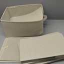 StorageWorks Storage Baskets for Shelves, Foldable Fabric Closet Storage Bins with Handles, Fabric Storage Bins Clothes Organizer, Beige Stripes, 3-Pack, Large