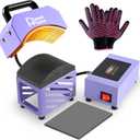 Hat Press, Mini Hat Press Heat Machine for Caps Hats with 5.4" * 3.1" Curved Teflon Coated Heat Plate & Safety Base for Heat Transfer Vinyl, Sublimation and DIY Projects, Purple