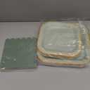 Zhehao 150 Piece Sage Green Plates and Napkins for 50 Guests, Includes Each of 7" and 9" Gradient Green Square Paper Plates, Scalloped Napkins for Baby Showers, Weddings, Birthday Party Decorations