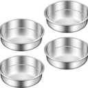 Ohtomber 8 Inch Cake Pan - Set of 4 Stainless Steel Round Layer Cake Baking Pans Molds, Tins, Stackable Baking Set, Even Heating, Dishwasher Safe Non-Toxic Bakeware Dish for Birthday Wedding Christmas