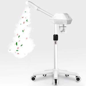 Professional Facial Steamer, Stand Ozone Face Steamer on Wheels, Adjustable Height and Angle,Estheticians Steamer More Steam,Hot Mist Facial Humidifier Atomizer for Spa Beauty, Home Use (Large)