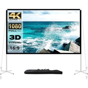 Projector Screen and Stand 100 Inch Portable Outdoor Projection Screen 16:9 4K HD Movie Projection Screen with Carry Bag for Indoor Outdoor Home Theater Film Night Party Camping Foldable Anti Crease