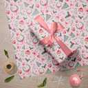3 x GIOLAINY Pink Christmas Wrapping Paper for Girls Women Kids - Holiday Gift Wrap with Ornaments, Xmas Trees, Berries & Wreaths Designs - 4 Sheets (28 x 40 inches), Easy to Store