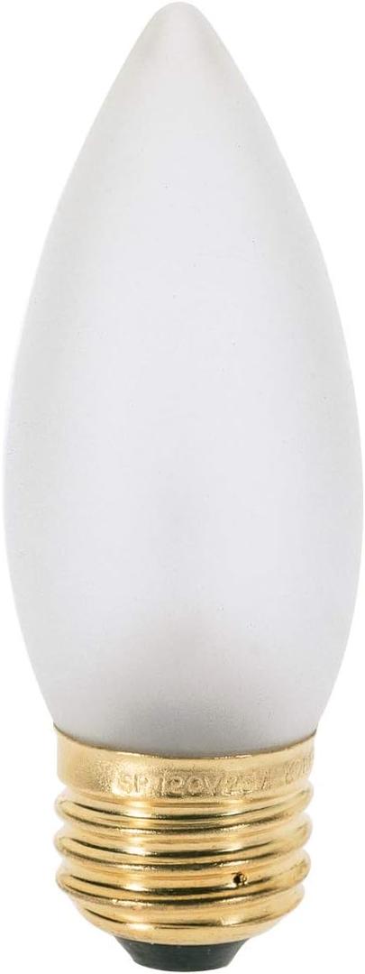 Satco 04742 40B10/FAN/F Incandescent Light Bulb; 40 watt; 20 Volt; B10; Medium Screw (E26) Base; 2,700K, Warm White; Dimmable; 12 Frosted Bulbs