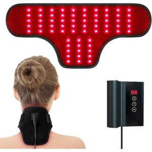 Red Light Therapy for Neck and Shoulder, Rechargeable Infrared Light Therapy Wrap for Body Pain Stiffness & Muscle Relaxation, Portable Design for Home Office