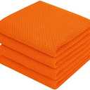 Homaxy 100% Cotton Waffle Weave Kitchen Dish Towels, Ultra Soft Absorbent Quick Drying Cleaning Towel, 13 x 28 Inches, 4-Pack, Orange