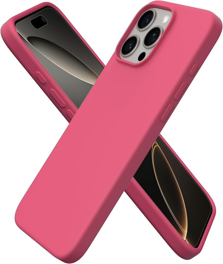ORNARTO Compatible with iPhone 16 Pro Max Case 6.9", Slim Liquid Silicone 3 Layers Soft Gel Rubber Shockproof Protective Cover with Anti-Scratch Microfiber Lining-Desert Rose