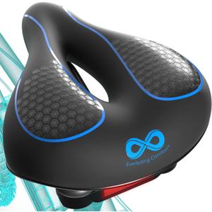 Everlasting Comfort Bike Seat Cushion (10"x8") - Universal Fit for Mountain, Stationary, Cruiser Bikes - Easy Assembly - Comfortable Memory Foam Bike Saddle - Bike Seats for Men - Bike Seats for Women