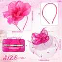 2 Packs Fascinator Hats for Women Tea Party Derby Hats Mesh Flower Feathers Headbands and Clips Tea Party Headwear