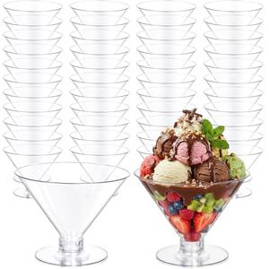 YOUBET 100 PCS Clear Plastic Martini Glasses - 5oz Disposable Cocktail Coupe Glasses for Parties & Gatherings & Weddings & Bars