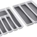 Masirs No-Slip Silverware Tray Organizer, Accommodates Different Kitchen Utensil and Cutlery Sizes, Deep Enough to Fit Entire Drawer, (2-PIECE | 9-SECTIONS)