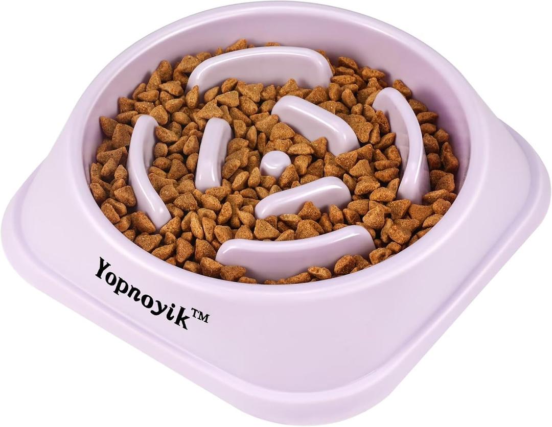 Slow Feeder Dog Bowls for Healthy Eating, Non-Slip and Anti-Choking Design, Reduces Bloating & Overeating for Large Dogs, Easy to Clean (Purple)