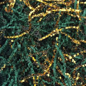 Crinkle Cut Paper Shred Filler 8 oz (1/2 lb) Gift Wrapping & Gift Basket Filler for Christmas, Halloween & Wedding Decorations,Easter Basket Grass Filler ,Crafting Activities (Dark green and gold)