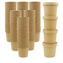 60 Pack 12 oz Kraft Paper Soup Containers with Lids, Disposable Ice Cream Cups, Microwave and Freezer Safe To Go Food Storage Bowls for Parties, Christmas, Takeout, Picnics