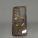 For Samsung Galaxy S21 Ultra Case Magnetic,for Women Girl Soft Cute Luxury Love Heart Plating Bling Gradient Glitter Clear Phone Case Compatible with MagSafe Shockproof Back Cover 6.8-Gold