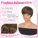 PEACOCO Pixie Cut Wig Human Hair Short Wigs for Black Women Natural Straight Glueless Pixie Wig with Bangs Layered Virgin Short Wigs for Women Blond 4/27#