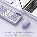 Wireless Keyboard and Mouse Combo, Full-Sized Wireless Keyboard and Adjustable DPI Mouse, 2.4GHz USB Receiver, Silent Keyboard and Mouse for PC, Windows, MAC, Desktop, Laptop(Purple)