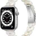 Slim Resin Compatible for Apple watch band 38mm 40mm 41mm 42mm 44mm 45mm,Dressy Fashion Lightweight Strap Replacement with metal buckle for iWatch SE Series7 6 5 4 3 2 1