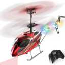 VATOS RC Helicopter for Boys, 2.4G Remote Control Helicopter with LED Light for Kids 12+ Years Old, Fixed Height, One-Key Take-Off, Indoor RC Planes Ideal Festival Gifts for Boys Adults (Red)